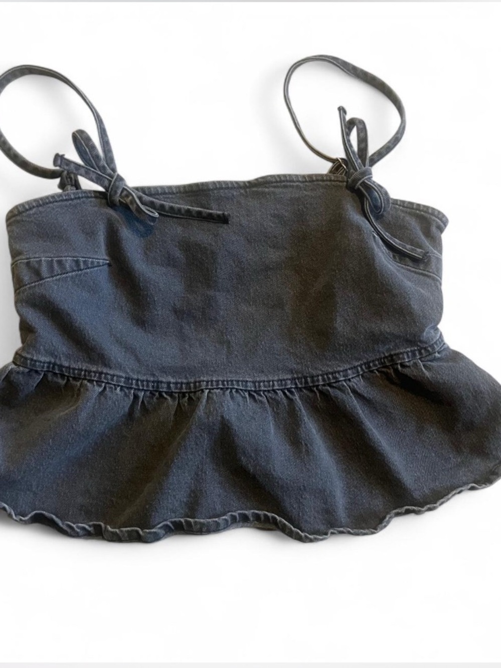 wild fable Black Denim Peplum Crop Top